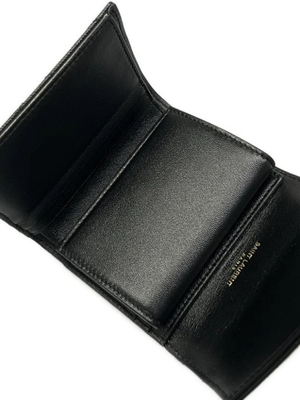 SAINT LAURENT PARIS Cassandra Multifold Wallet 692061 Black Leather - - Picture 3 of 12